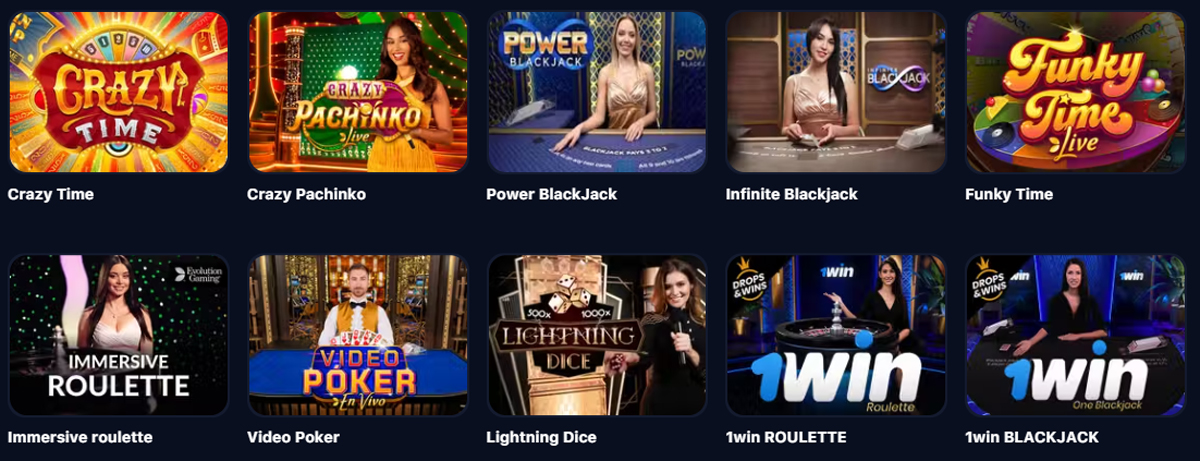 1win Rulet, Blackjack və Başqa Kazino Oyunları