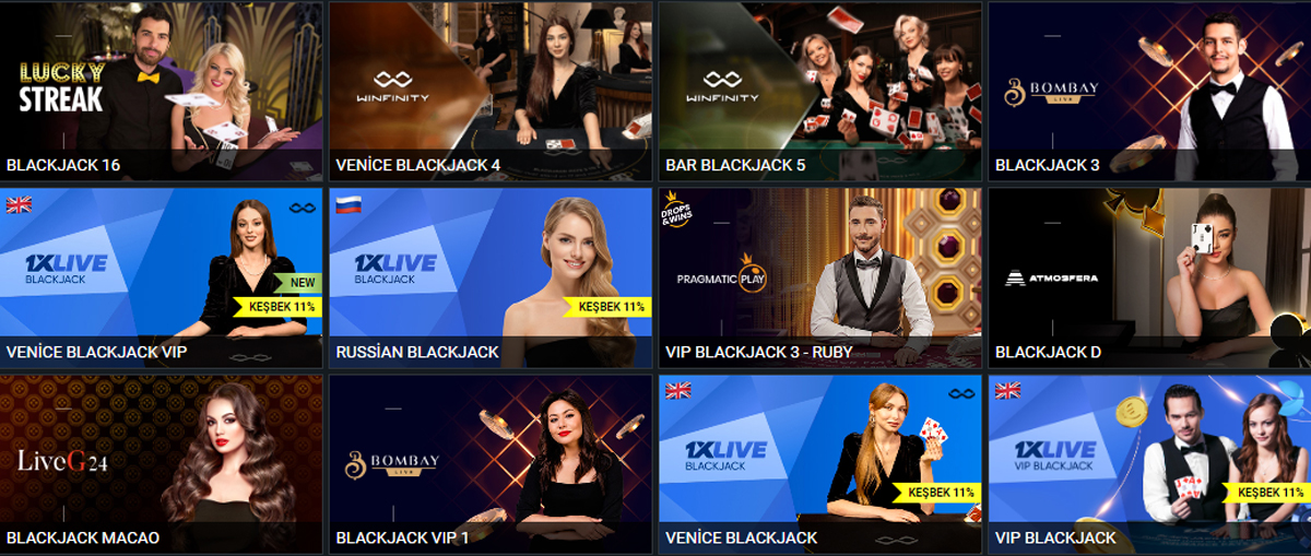 1xbet Rulet, Blackjack və Başqa Kazino Oyunları